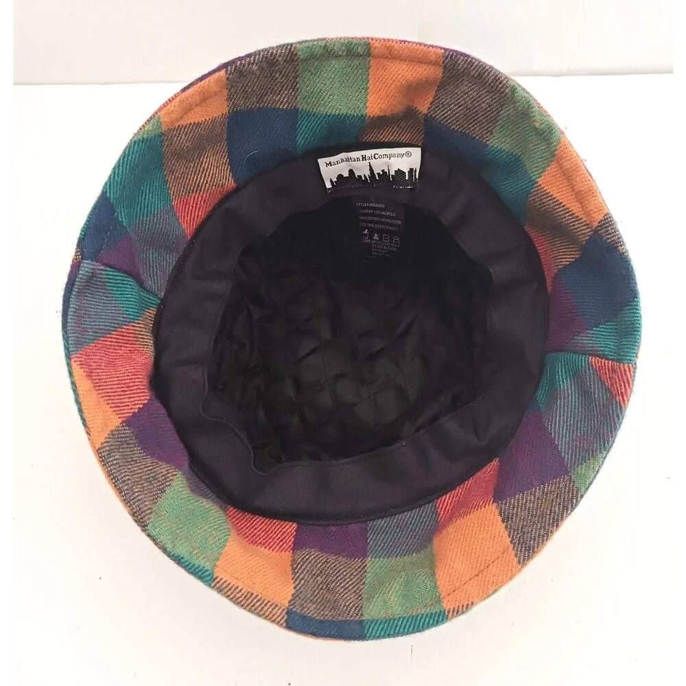 Manhattan Hat Company Bright Multi Plaid Bucket Hat O/S
